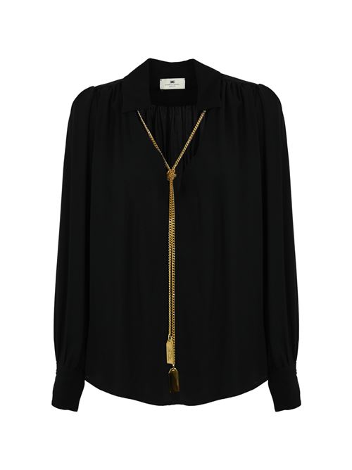 Blusa in georgette nera e collana Elisabetta Franchi | CA09346E2110